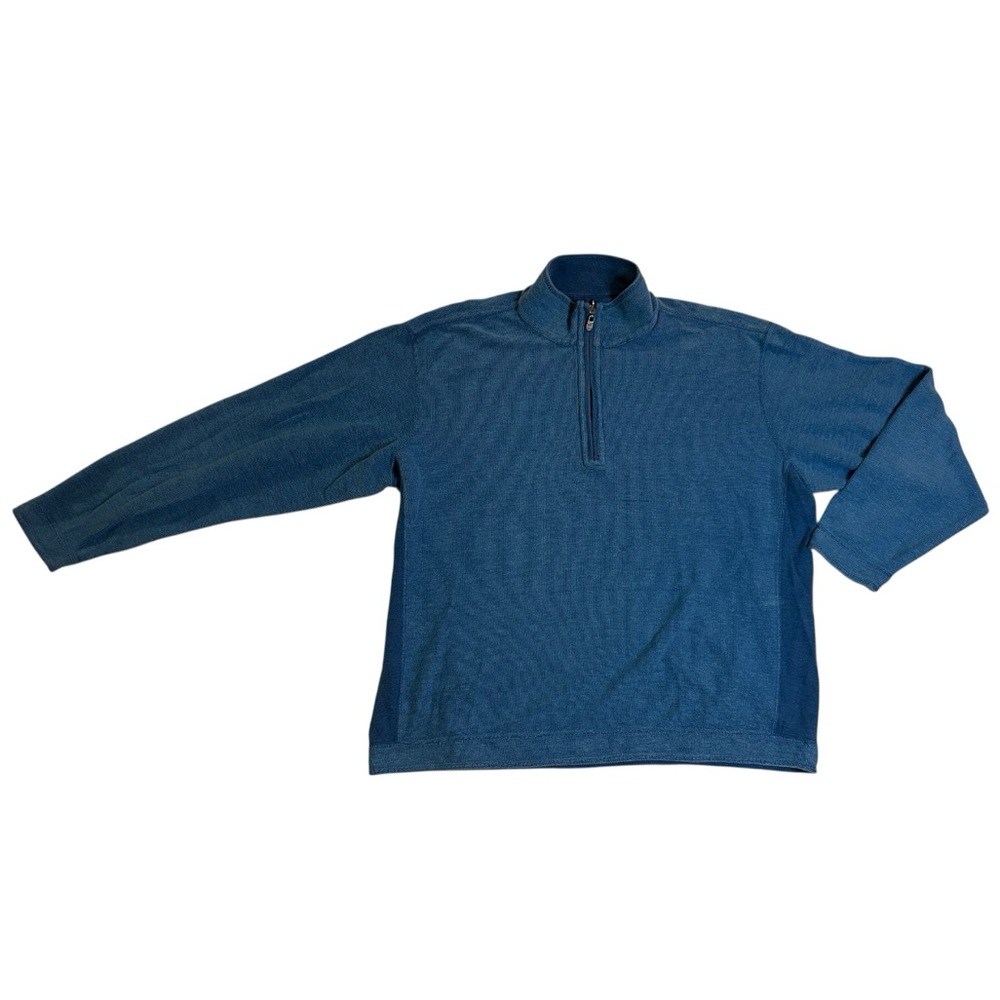 Tommy Bahama Quarter Zip Pullover Denim Sweater Blue | Casual Comfort | Size XL
